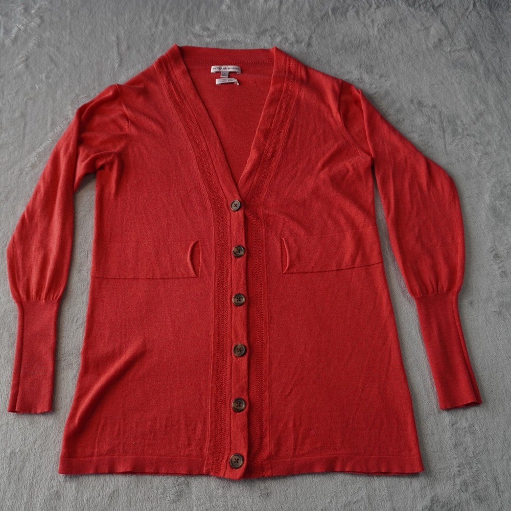 Peter Millar Silk/Cotton/cashmere Reds‎ button up sweater cardigan Small